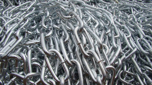 D1 Cadena de eslabones cortos DIN 5685/a Cadena de eslabones de acero galvanizado con recubrimiento de zinc.