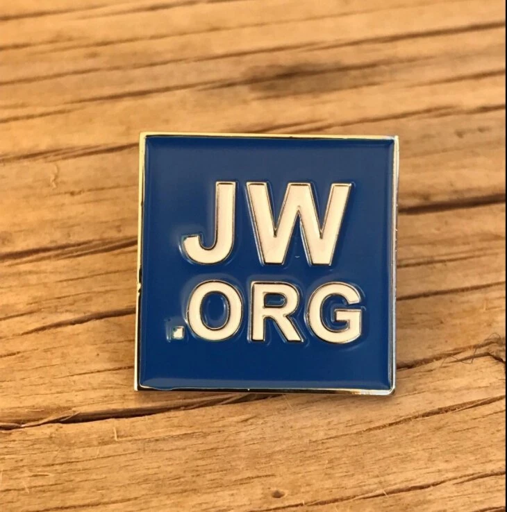 Suzhou Blue Square Round Brooch Jw. Org Lapel Pin Badge