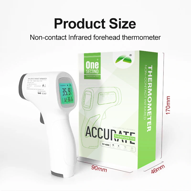 Medical Equipment Contact Digital Infrared Forehead Thermometer Gun with Three Color Backlight