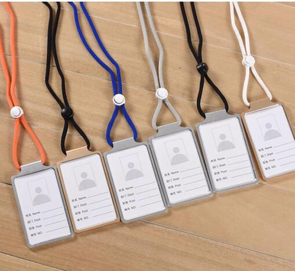 Aluminum Alloy Working ID Card Badge Holder with Round Cord Lanyard