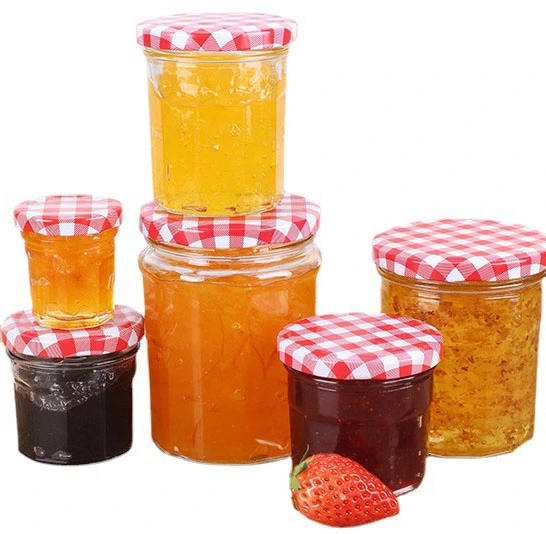 Haut de page solde 200 ml 380 ml confiture de fruits de fête pour oiseaux clairs Cuve de stockage en verre avec couvercle