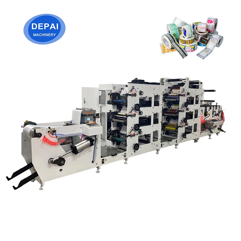 Stack Type 320 Narrow Webs 6 Colors 2 Tower UV IR Dryer Flexo Print Label Roll to Roll Rotary Die Cutting Slitting Label Flexo Printing Machine