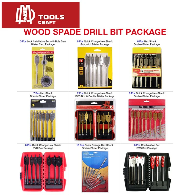 High quality/High cost performance  Carbon Steel Flat Wood Spade Drill Bits with Screw Tip for Wood