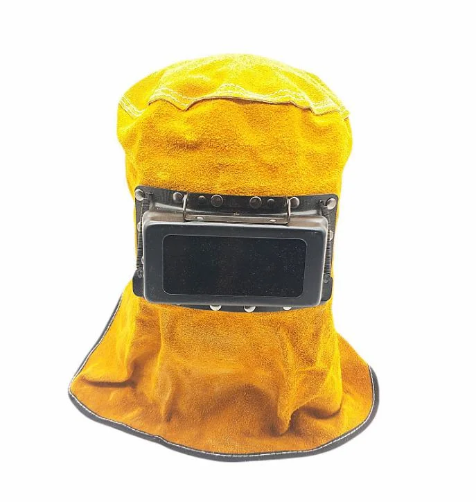 Leather Welding Hood Welder Mask Breathable Welding Helmet for Eyes Face Neck Protection Leather Welding Mask with Lens