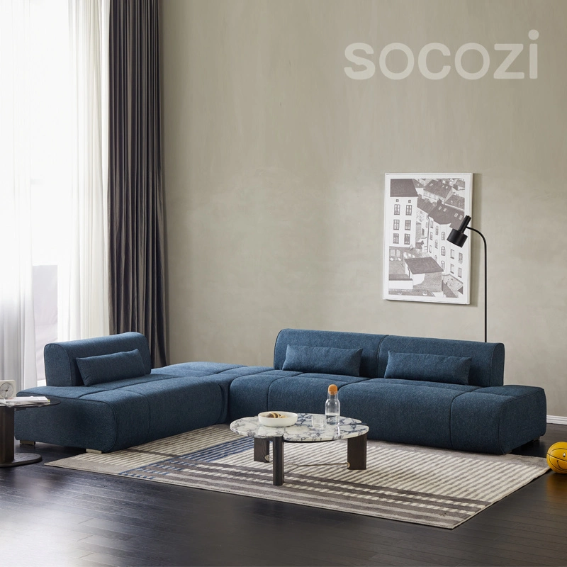 Muebles modernos de la sala de estar esquina de combinación de sofá Azul marino modular Sofá de tela