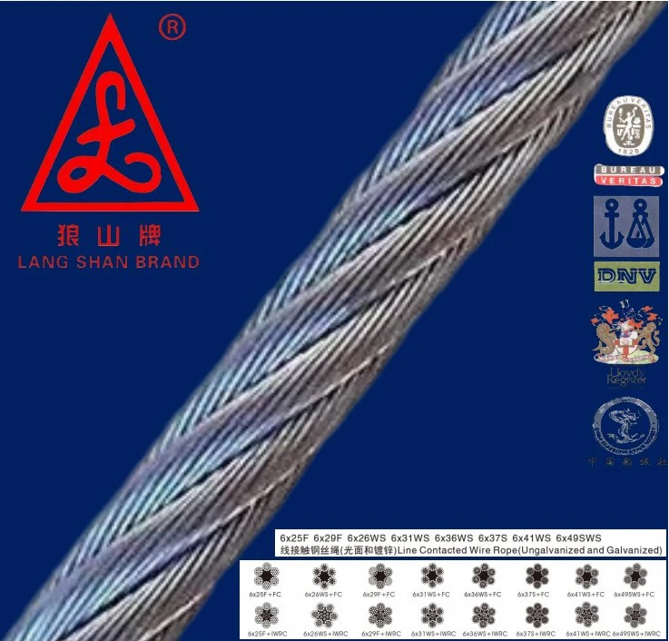 Cable 6*26ws 6X26ws FC Iwrc Lang Shan Brand Steel Wire Ropeapi Spec 9A for Oil Fields