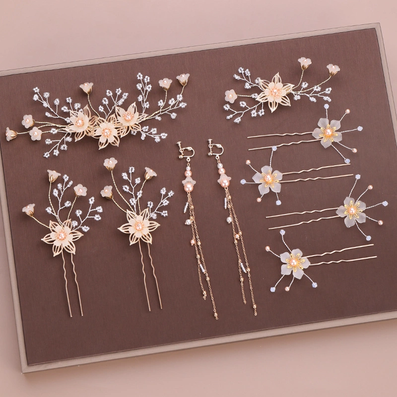 Klassische handgefertigte Braut Kopfstück Blume Haar Pin-Sets für Hochzeit Zubehör