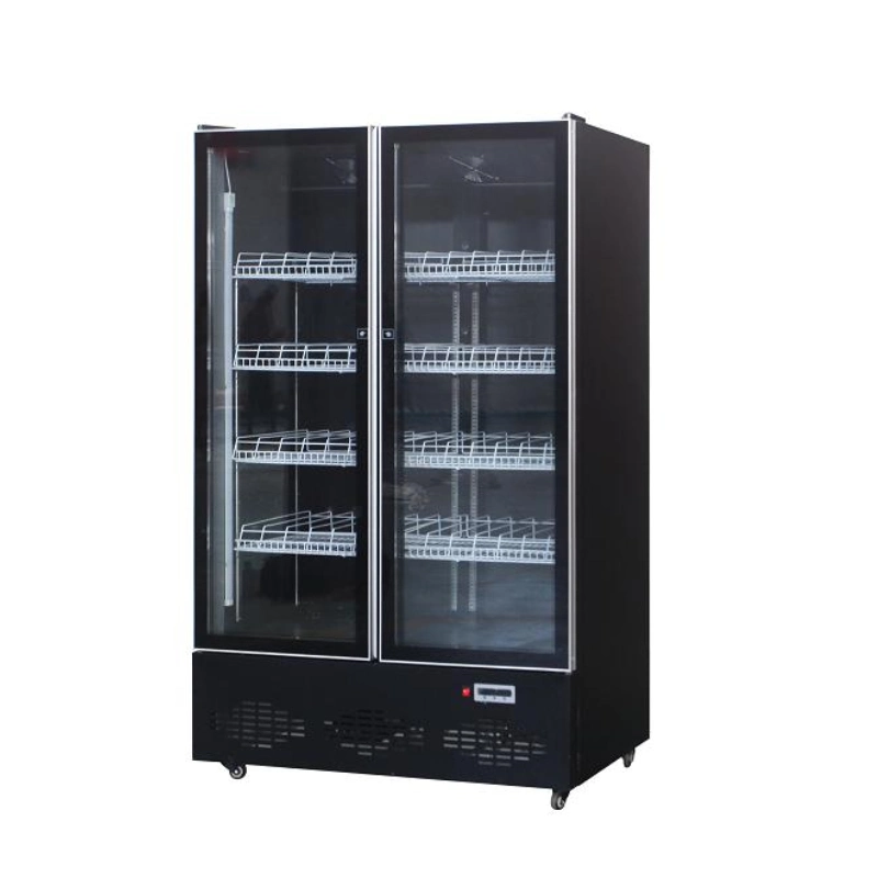 Supermercado vertical pantalla nevera/bebidas nevera/congelador de vidrio