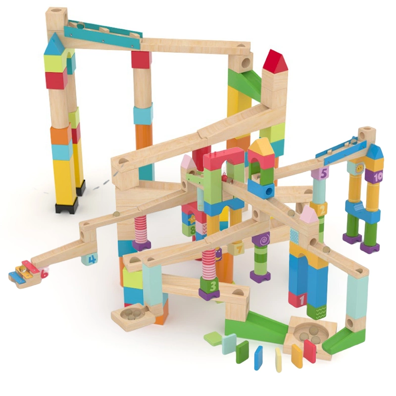 Ensemble de blocs de course en marbre de jouets en bois