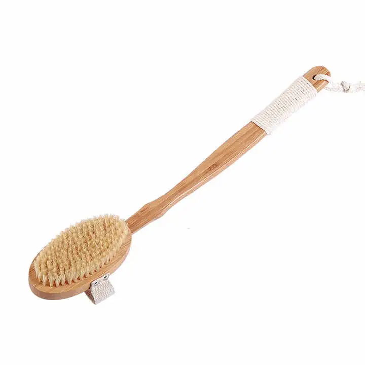 Bamboo Wood Long Handle Bath Shower Back Body Exfoliating Bath Brush