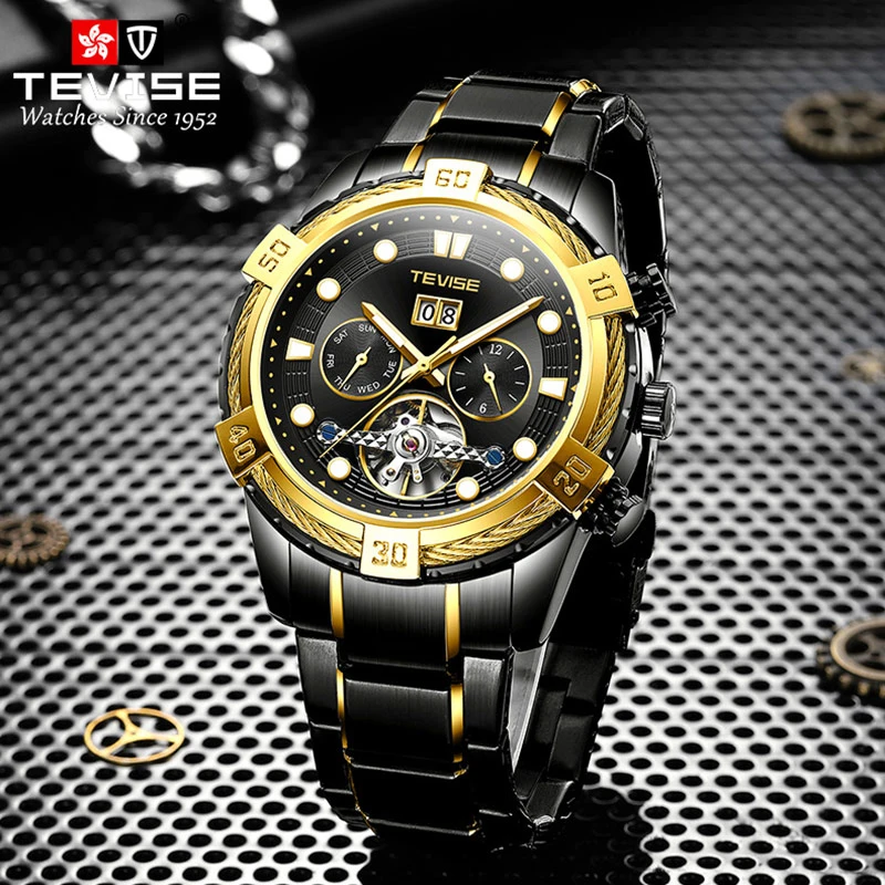 Tevise T869 Mens Automatic Watches in Wristwatches Leather