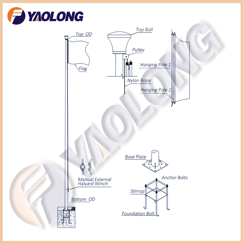 Outside 30 Foot Aluminum Ceremonial Flag Pole for Sport Games / Stadium