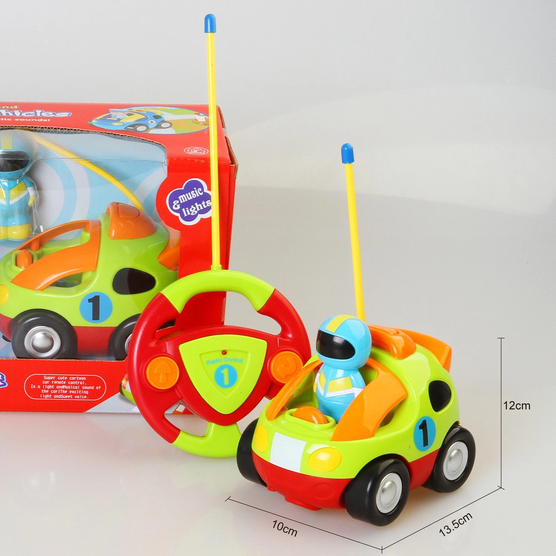 Cartoon Remote Control Race Car Toy with Music Sound for Baby Toddlers Kids