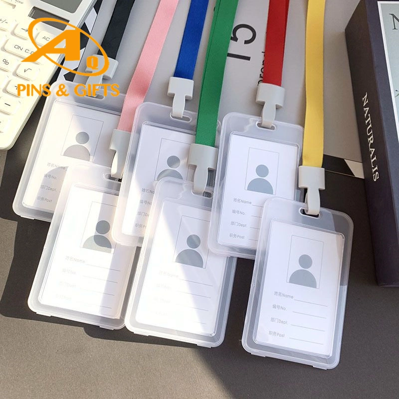 Nueva llegada de la fábrica Wholesales Correa de cuello el cordón de cuero con PVC insignia de la tarjeta titular de la tarjeta de identificación de la Oficina de suministros de oficina