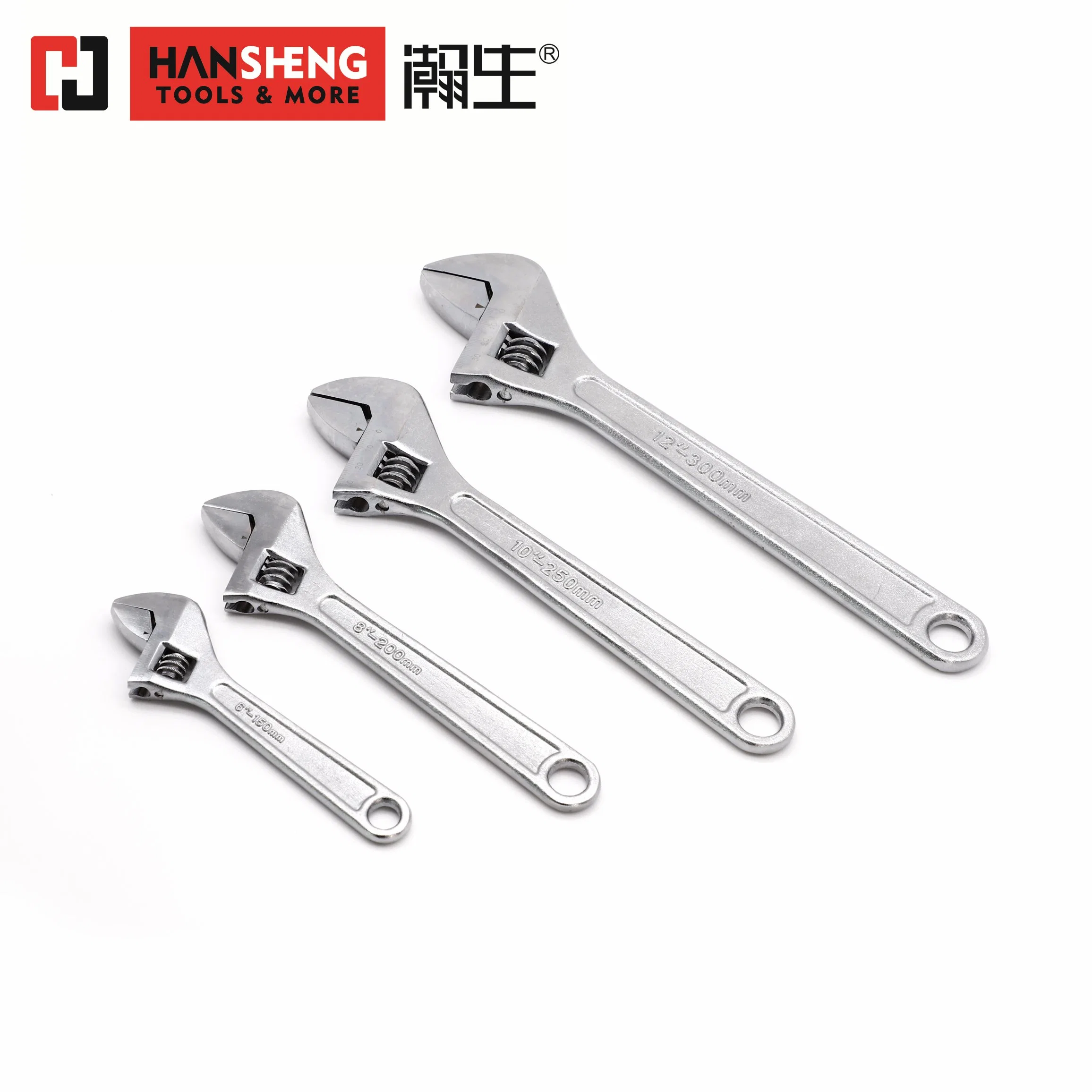 Professional Hand Tool, Hardware, Made of Carbon Steel, Chrome Plated, Dipped Handle, Adjustable Wrench Spanner