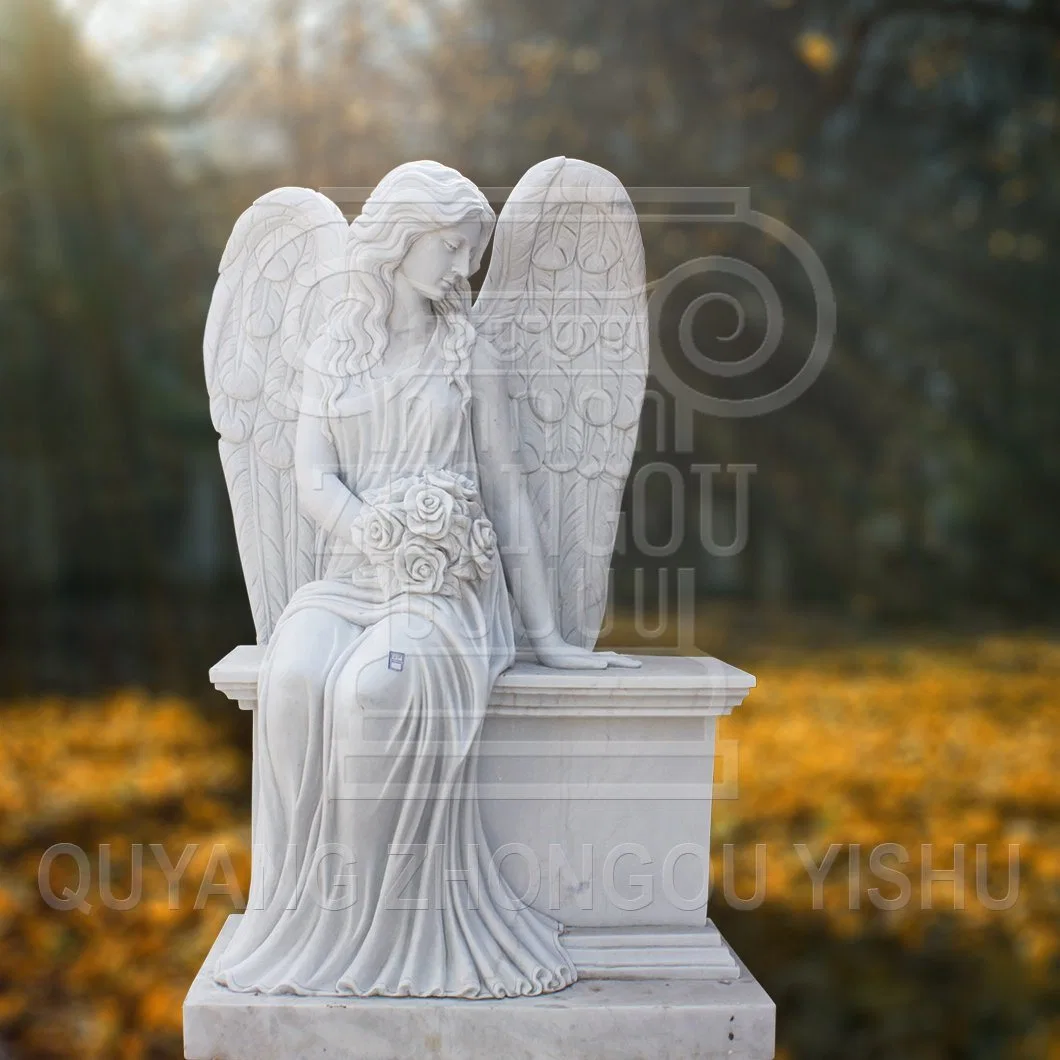 Carvig escultura de mármol China Angel Estatua Monumento