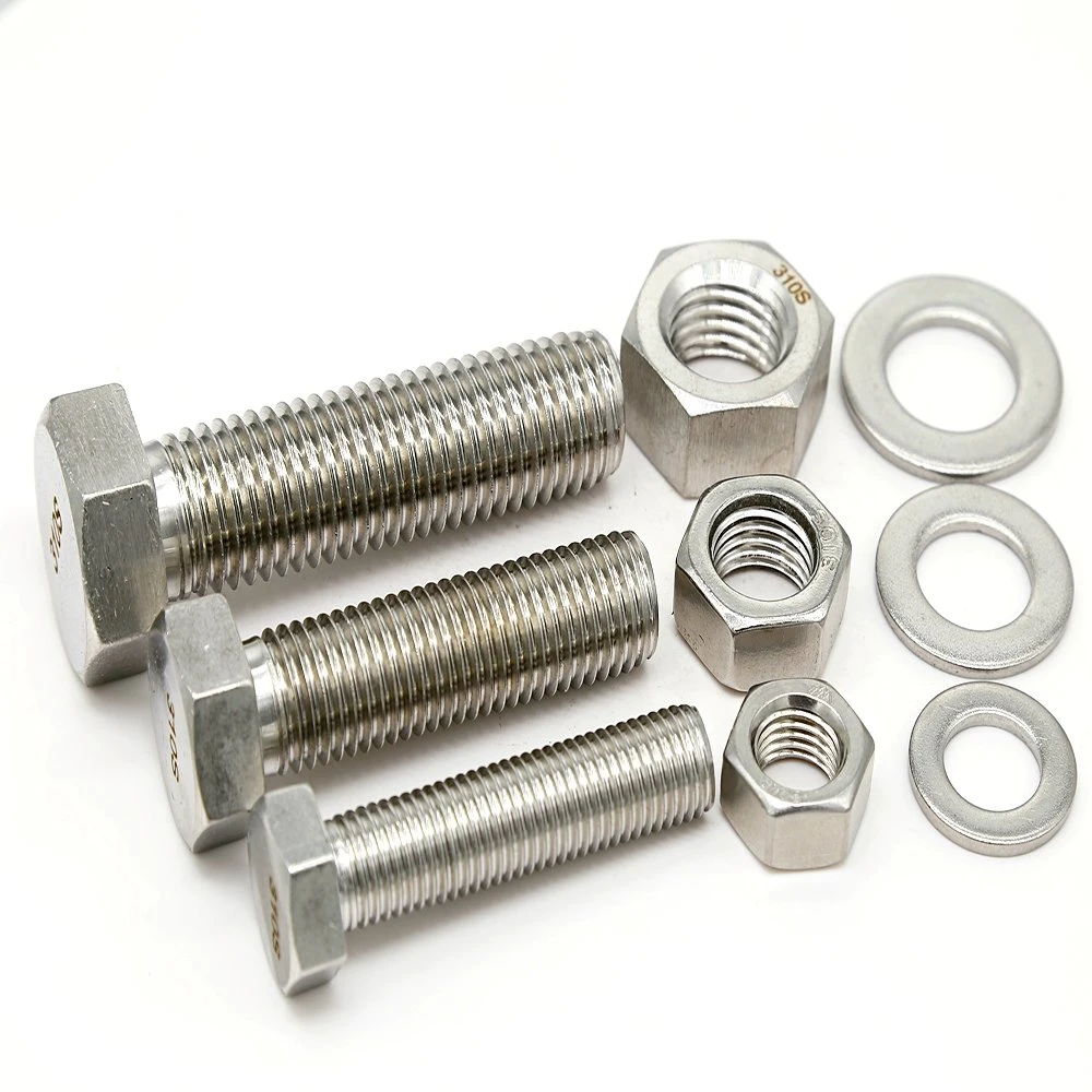 M6*60 mm Stainless Steel Inox 310 420 410 904L B8 B8m B8c Full Thread DIN933 DIN931 ASME B18.2.1 M7 Duplex 2205 Nylon Patch Hex Head Bolts and Nuts Washers