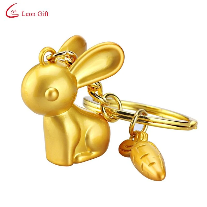 Usine Vente en gros logo personnalisé 3D année vierge du lapin Zodiac car porte-clés pendentif de la chaîne de bijoux magasin d'or Banque de bijoux Porte-clés en alliage métallique de Companion