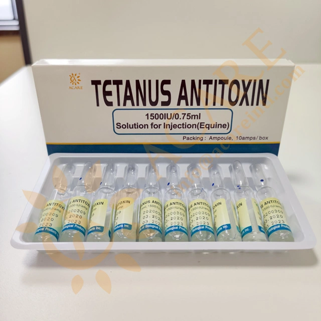 Injection d'antitoxine antitétanique (ATA Injection) approuvée par le GMP 1500 UI / 10000 UI Anti-Tet