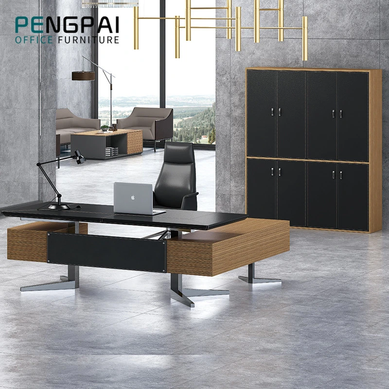 Pengpai Hot Selling Manager Modern Executive Desk Office Table with Metal Legs