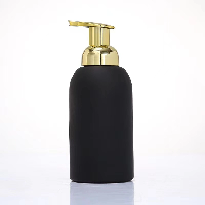 250ml 350ml Nouvelle bouteille de savon moussant en verre de luxe givrée pour les mains et le shampoing.