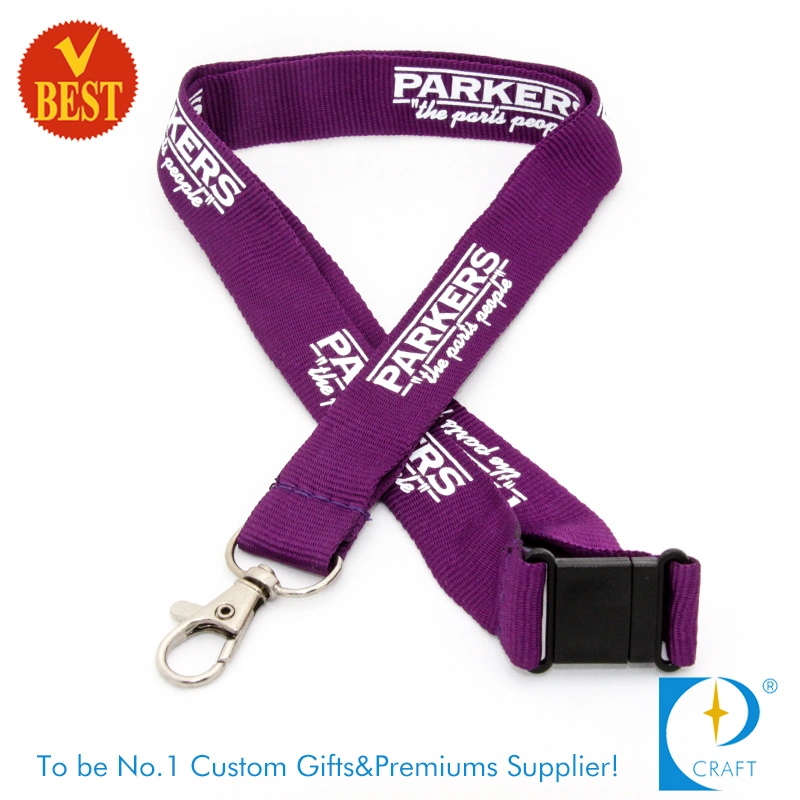 Custom Flat Polyester Screen Printed Lanyard with Safety Lock