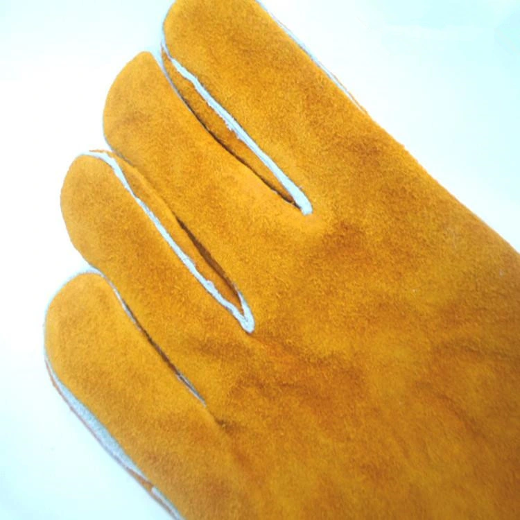 CE En388 En407 Flame Heat Resistant Yellow Split Leather Welder Gloves 14'' 16''welding Safety Gloves