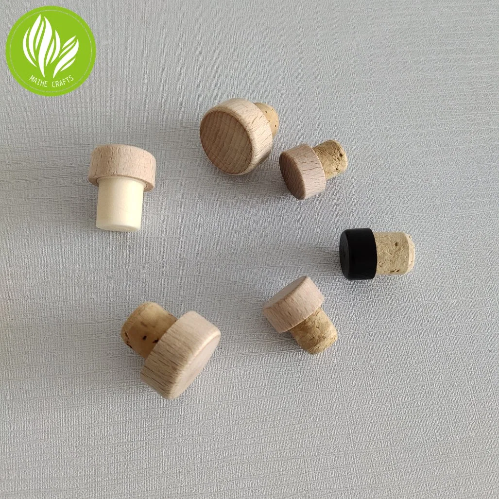 Customized Wood Cap with Natural Cork Glass Bottle Lid for Bottle