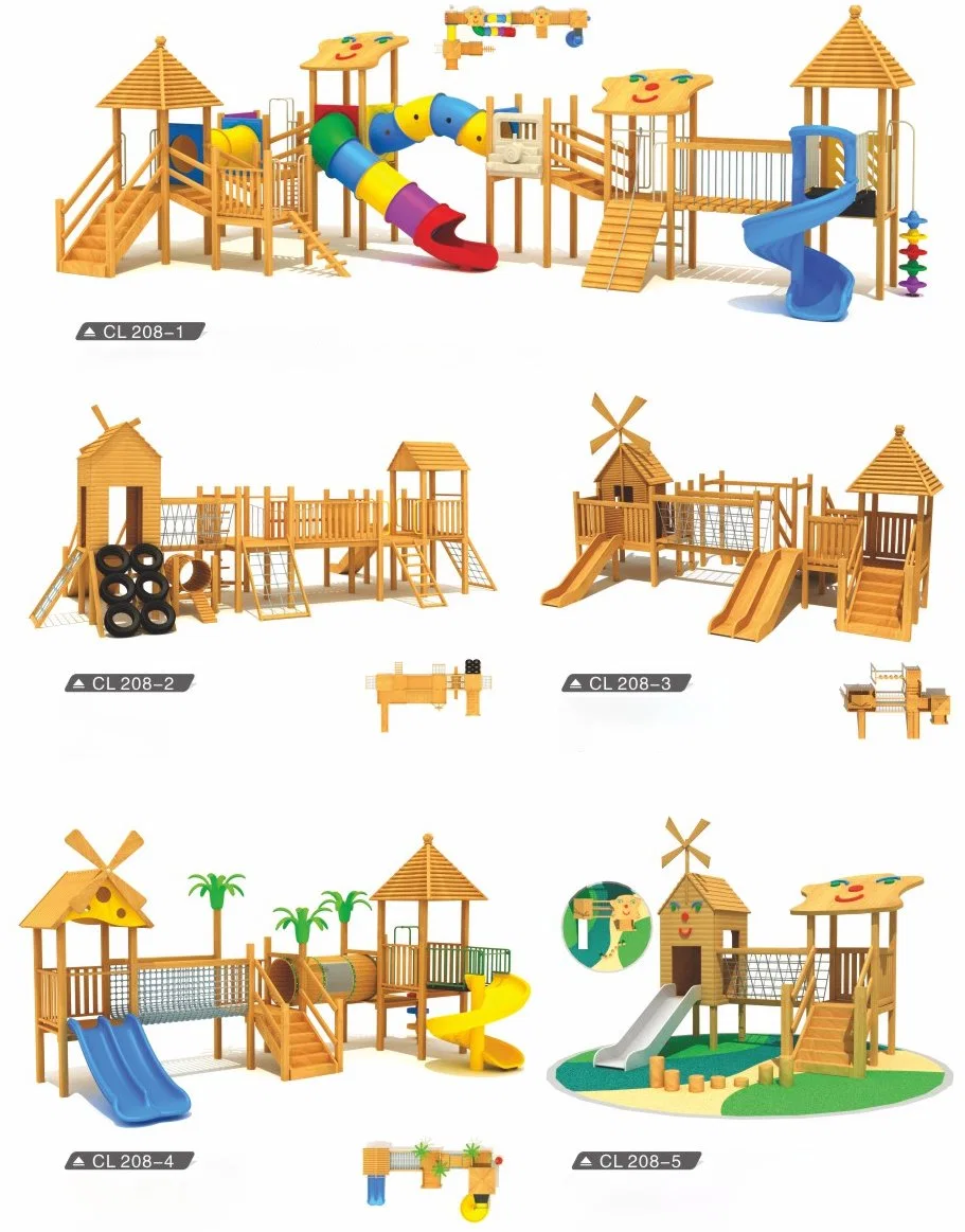 MP20-009 Wooden Playground Kids Wooden Amusement Equipment Outdoor Combination Wooden House