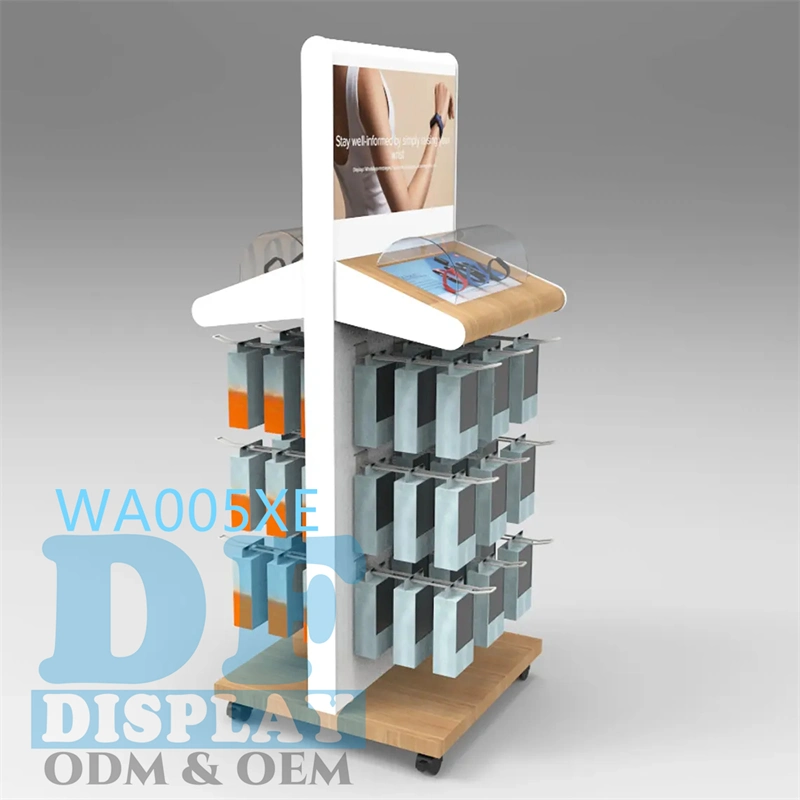 Custom Watch Display Rack Retail Display Unit Slatwall Shelves with Hooks Wooden/MDF Multifunctional Display Rack Phone Accessory/Socks Display Stand