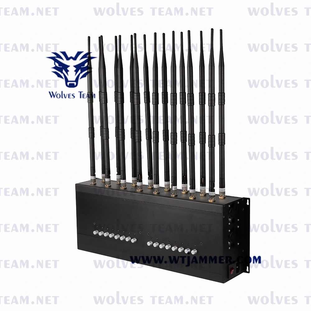 16 bandas potentes 50W CDMA GSM 3G 4G 5G móvil VHF UHF WiFi GPS Lojack Jammer señal