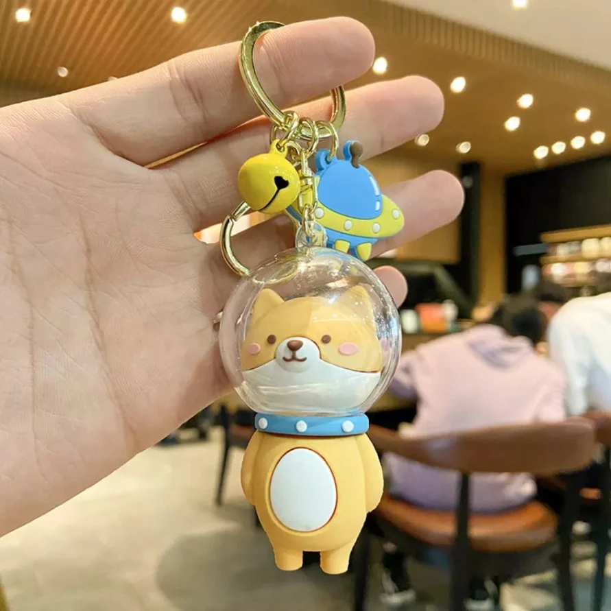 Custom Cute Cartoon 3D Keychain with Wrist Strap Car Accessories Bag Ornament Doll PVC Gold Key Rings Gift