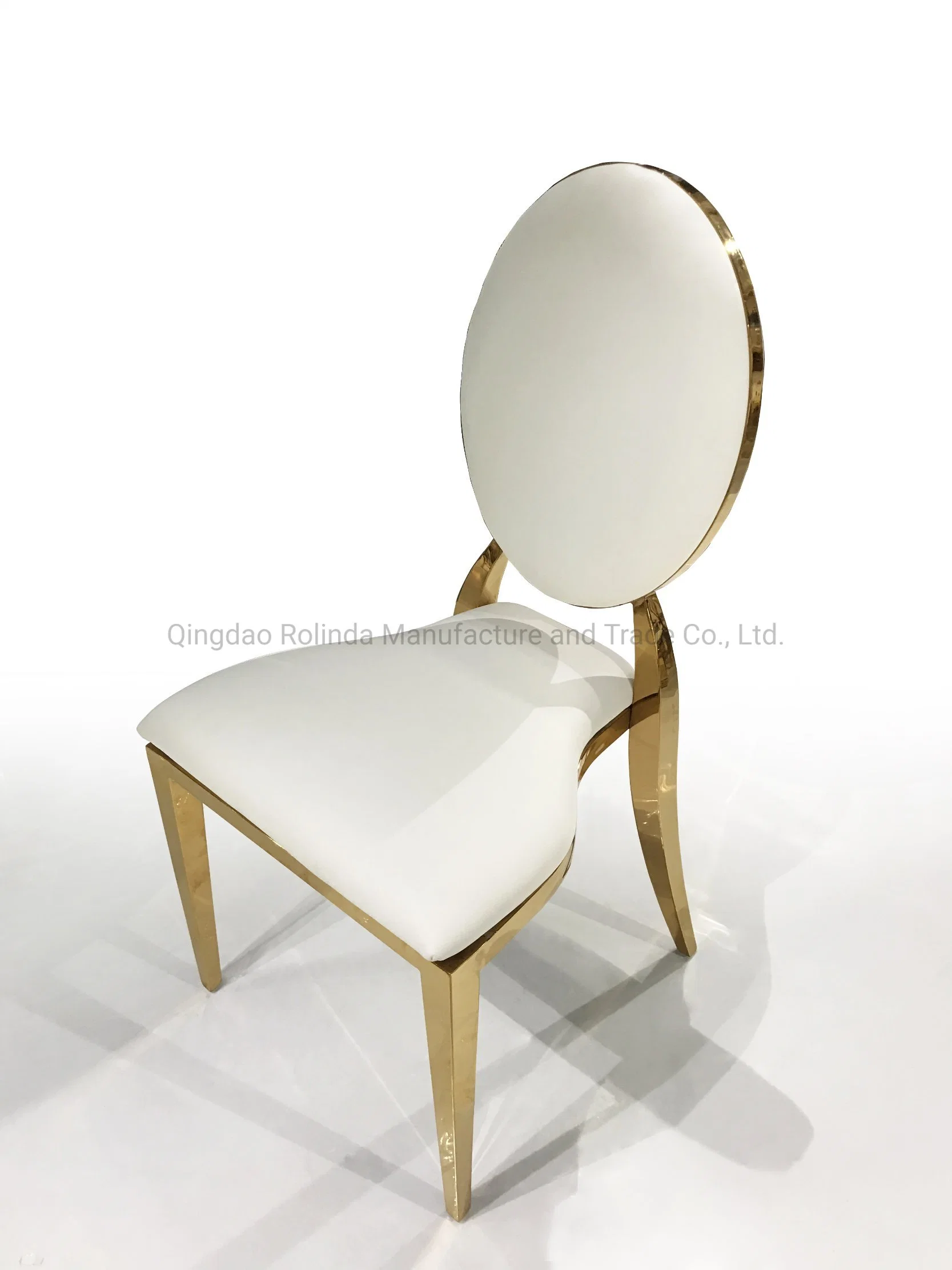 Wholesale/Supplier Popular Wedding Event Party Stacked Gold Stainless Steel Oval Round Back Dining Chair