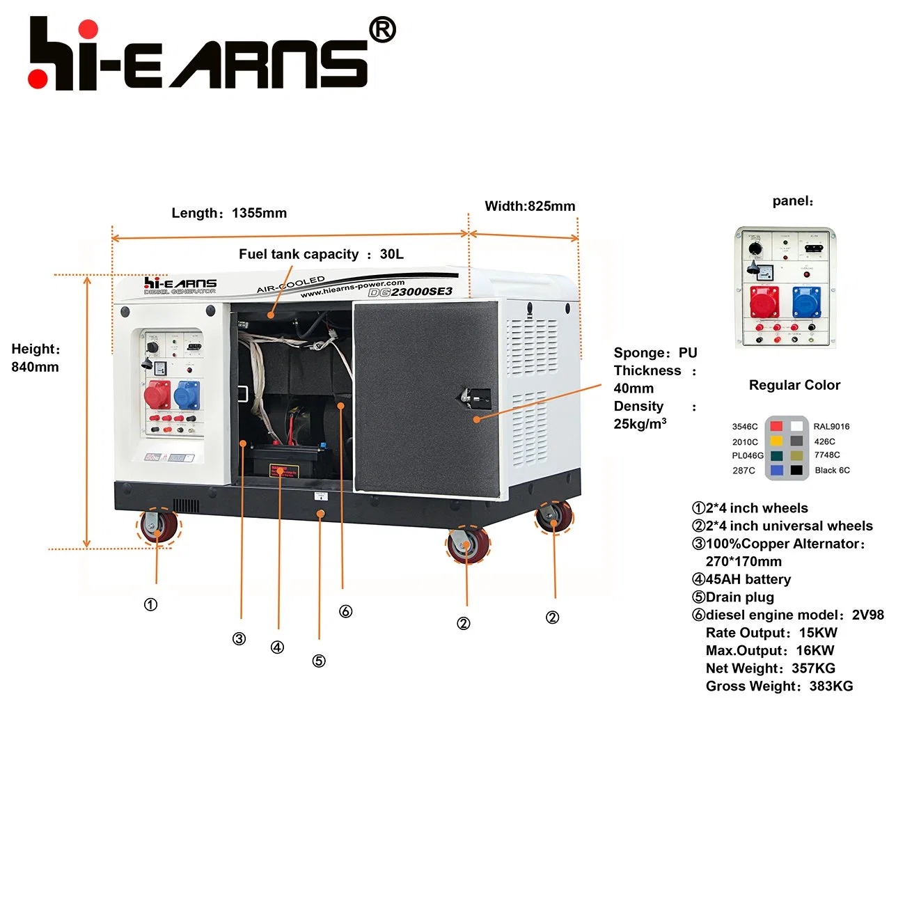 Heißer Verkauf tragbarer Haus Gebrauch luftgekühlter Dieselgenerator (DG23000SE)