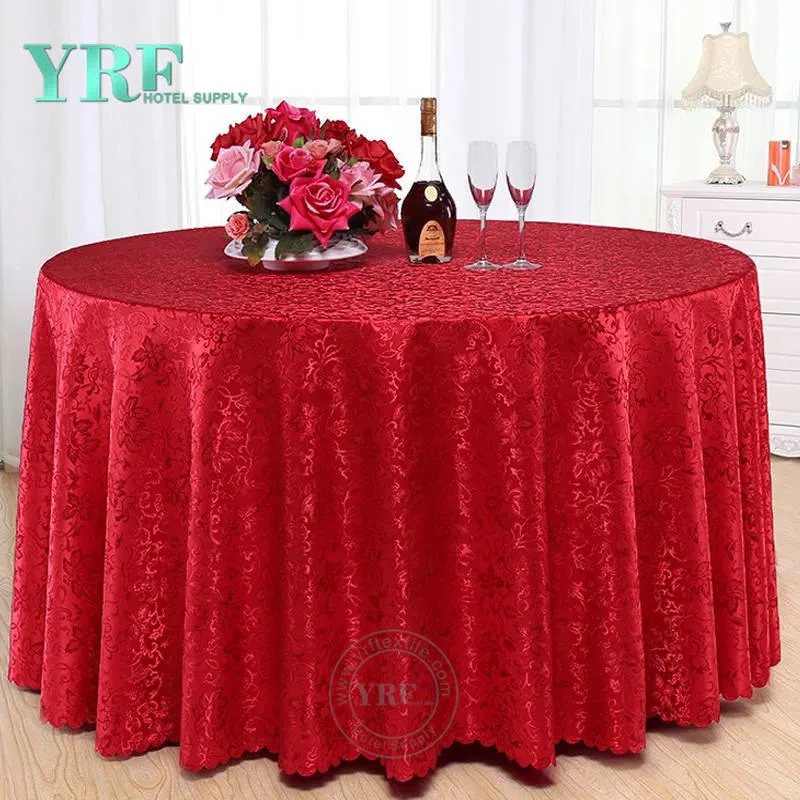 Yrf White Round Damask Fabric Painting Designs on Table Cloth