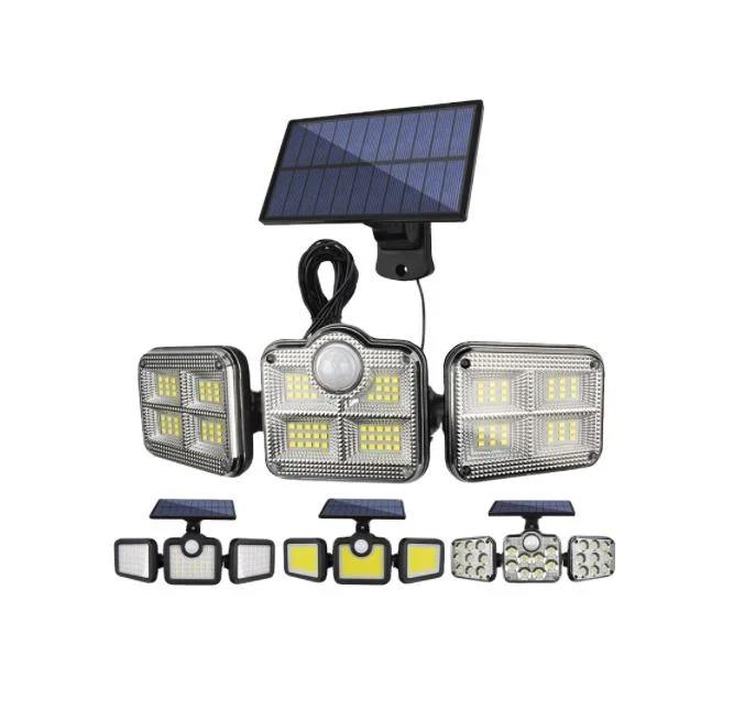 Wirtschaftliche 3-Kopf 270 Grad drehbare Wandleuchte Garten-LED im Freien Intelligente Solar Sensor Wall Street Light