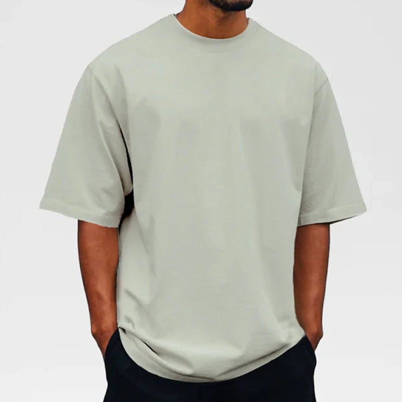 Vêtements hommes T-shirt personnalisé Uni grandes gouttes de Streetwear vierge T-shirt en coton à fort grammage noir sur les épaules