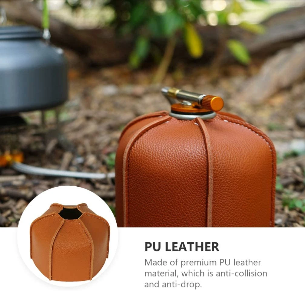 Portable Gas Tank Cover Faux Leather Fuel Tank Pouch Small Tank Storage Bag 2PCS Camping Travel Picnic Gas Accessories Case