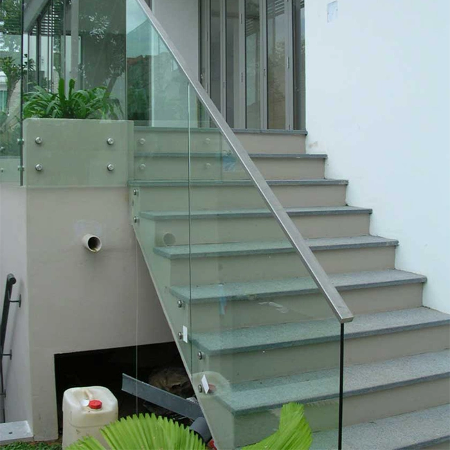 Standoff Handrail with Glass Frameless Glass Railing