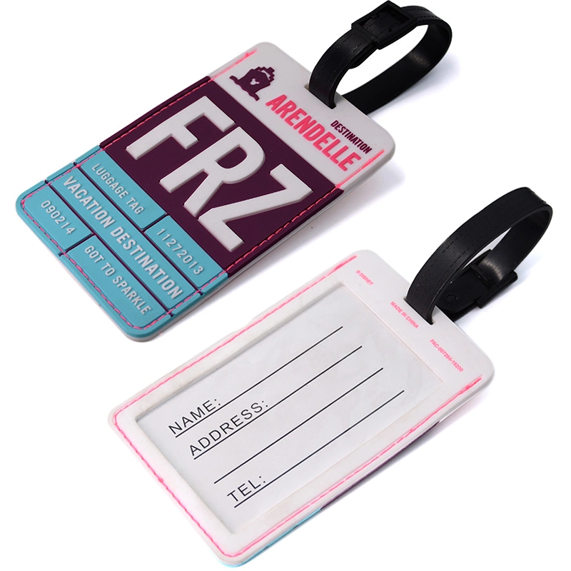 Factory Custom Made 3D PU and PVC Promotional Gift Manufacturer Customized Soft Plastic Leather Baggage Label Bespoke Rubber Company Logo Luggage Tag