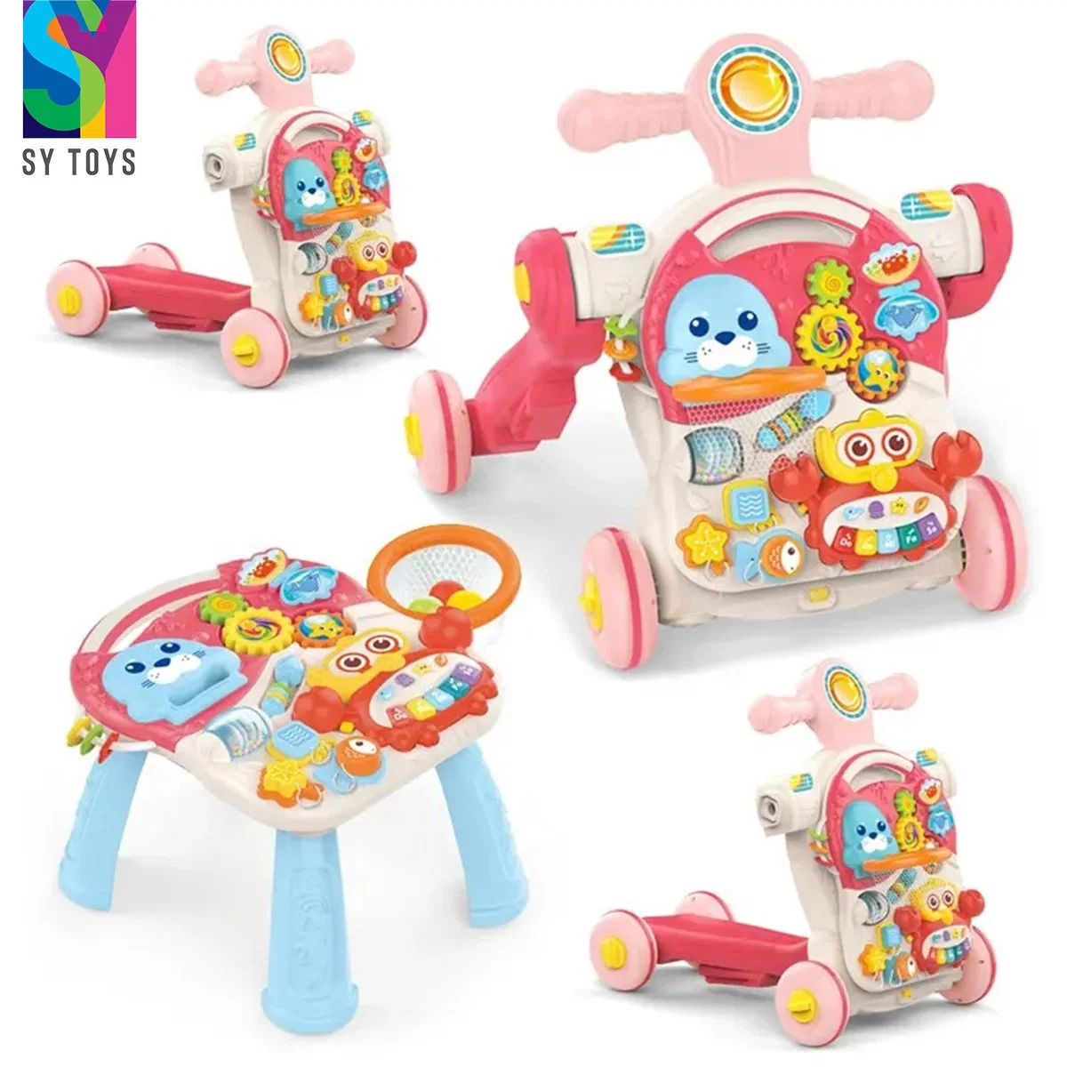 Sy Toys Wholesale Wholeasle Factory Direct Sales Baby Stroller Multifunction Plastic Pushing Toy Sit to Stand Toys Activity Baby Walker Kids Toy