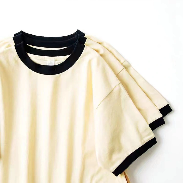 Cotton Heavyweight Oversized Blank Ringer Tee OEM Custom Wholesale/Supplier Ribbed Ringer T Shirt