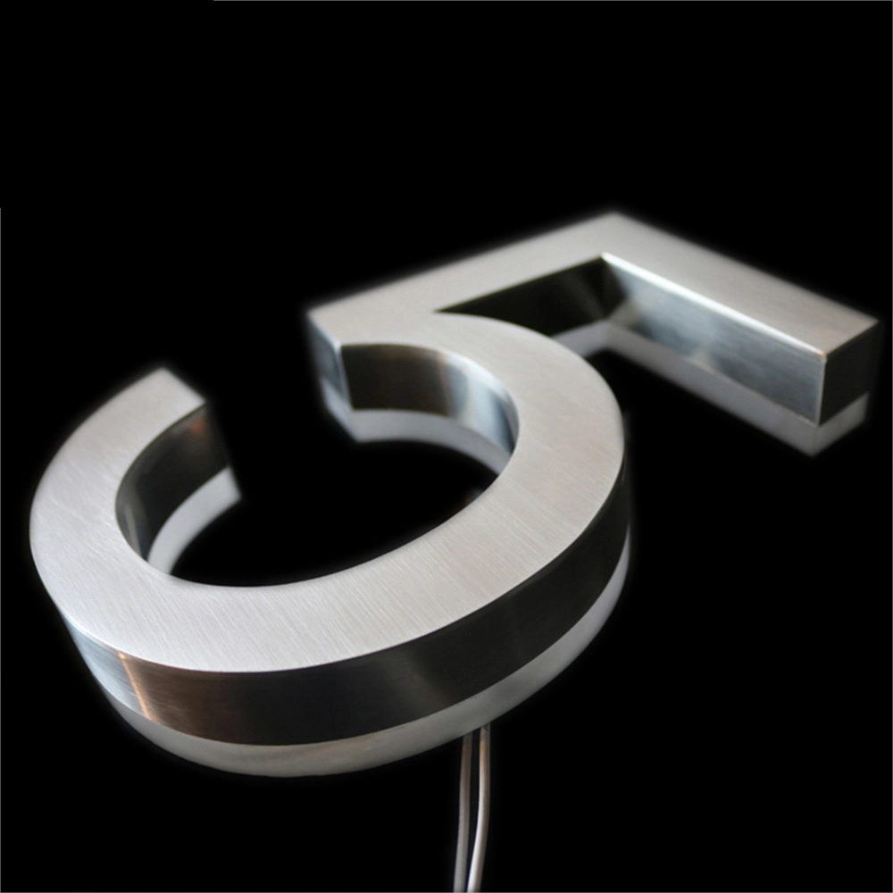 LED Backlit Metal Channel Letter Signs Stainless Steel House Number