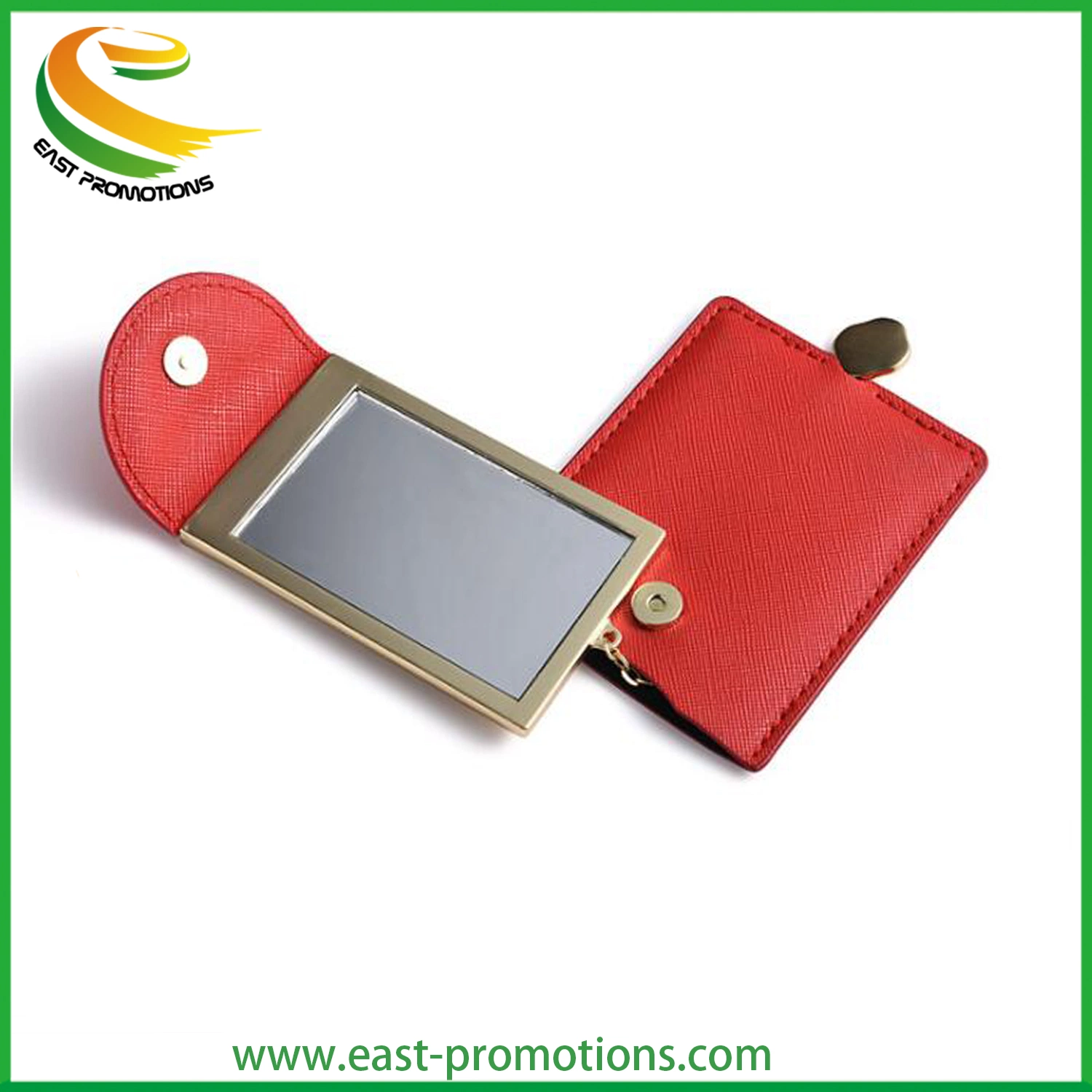 Factory Custom Leather Make up Cosmetic Mirror Pocket Zinc Alloy Metal Min Mirror for Promotional Gifts