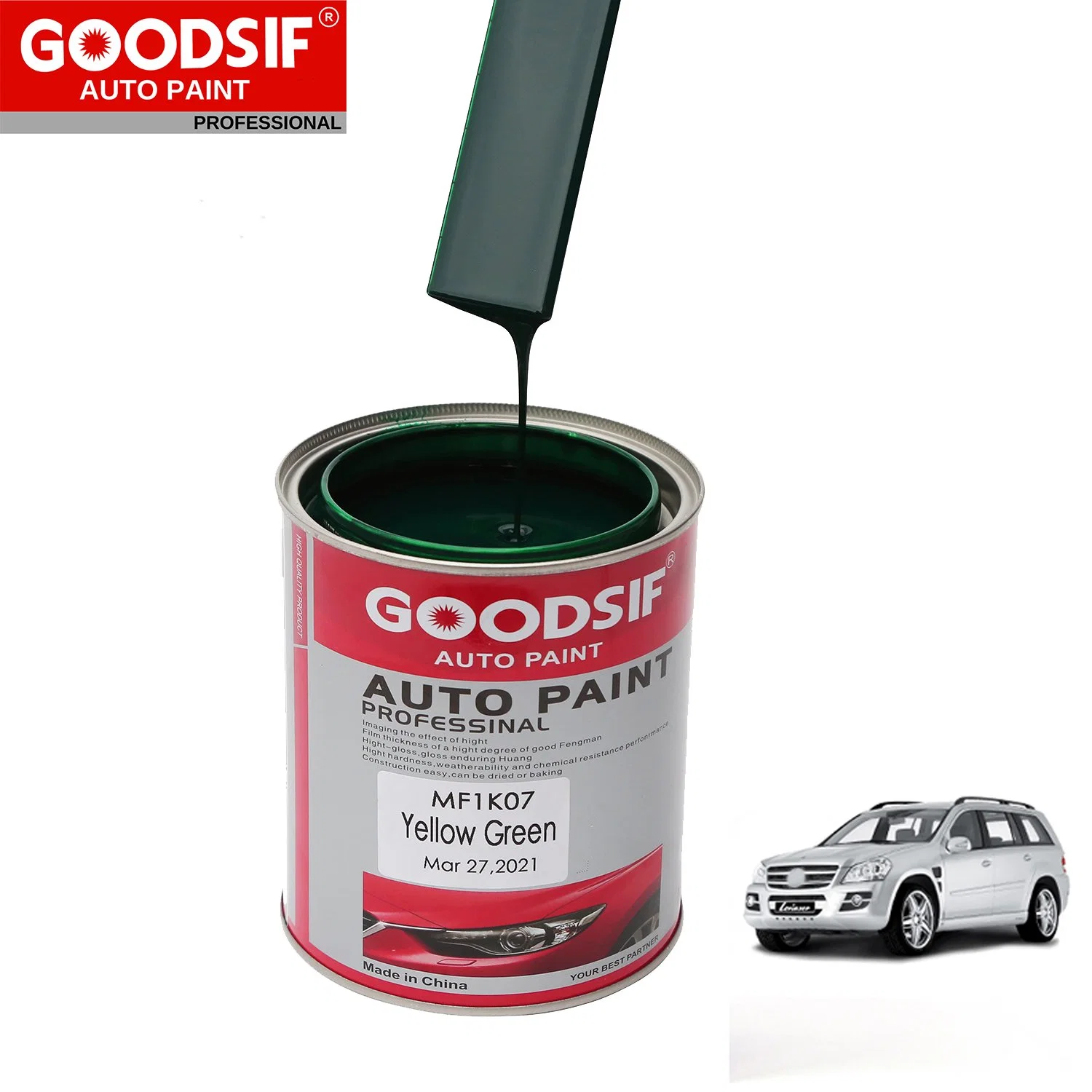 Pintura de coches de buen rendimiento 1K mezcla de color sólido puro Sistema Auto Body Filler Reparación Pintura Automotriz