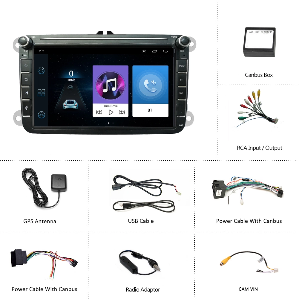 VW Android 2 DIN 1GB/2GB+16GB/32GB Car MP5 Multimedia-Videoplayer GPS Autoradio Autoradio Stereo 8 Zoll Autoradio