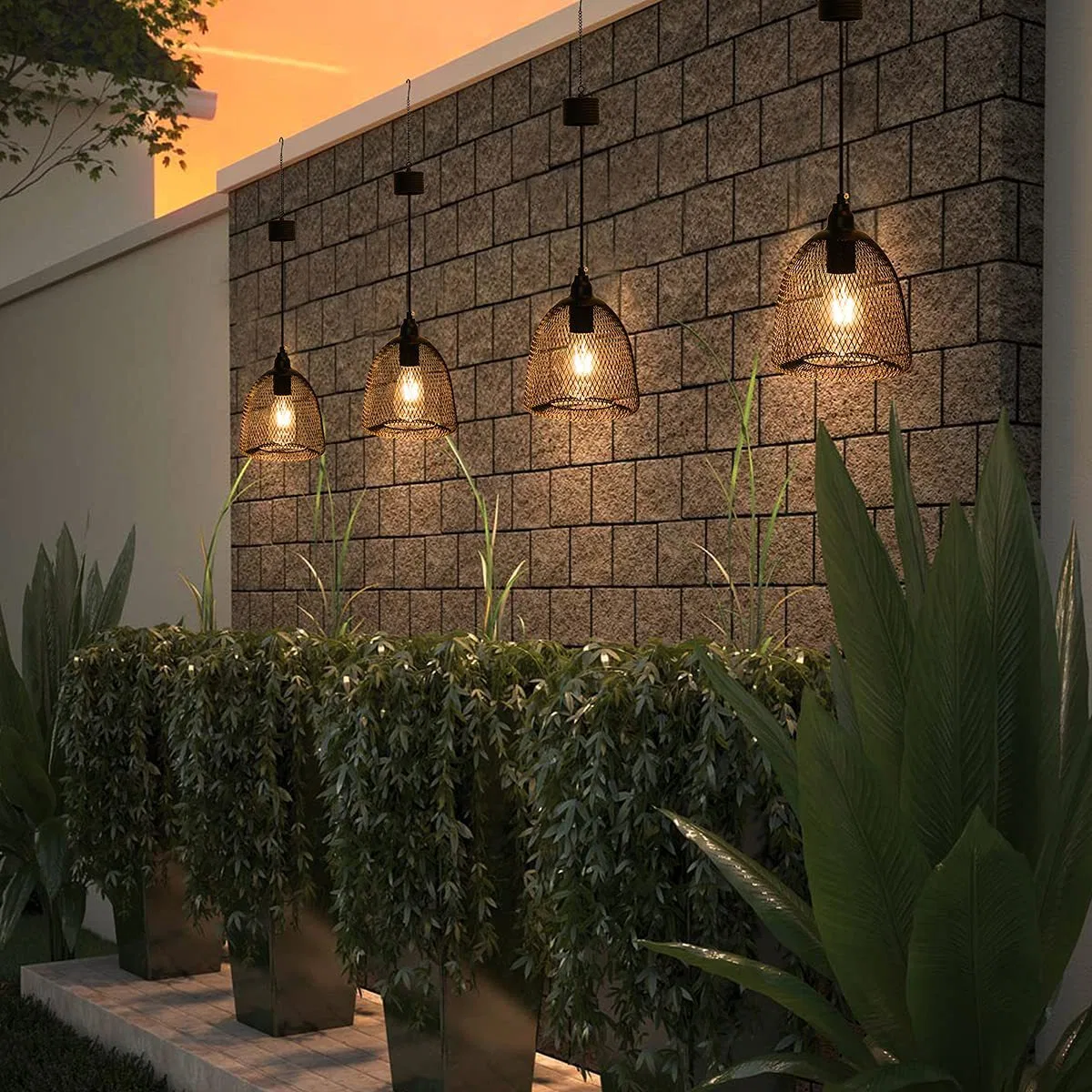 Solar Hanging Lamp - Outdoor Indoor Waterproof Chandelier Metal Hanging Lighting Decoration Bar Courtyard Garden Porch Indoor