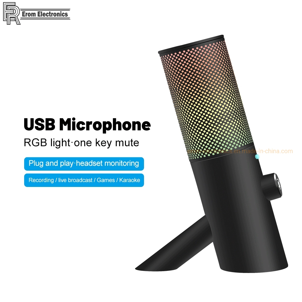 تسوق على الانترنت أوكازيون ساخن Tpye-C RGB كمبيوتر بودكاستينغ سلكي استوديو ميكروفون USB محمول لتشغيل الألعاب