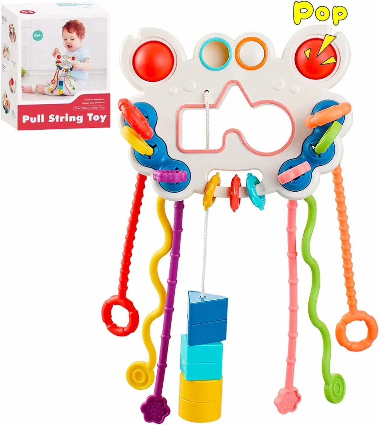 Silicone sensorielle Montessori jouets corde de tirage en silicone Activité interactive des jouets pour bébés et les bambins Cadeaux