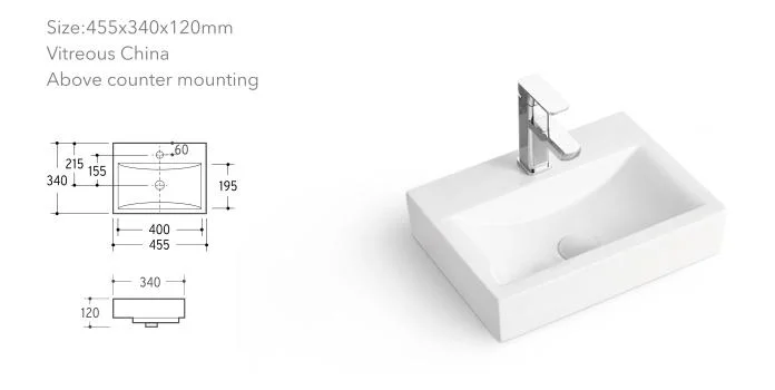 CE White Art Basin Counter Top Ceramic Wash Hand Basin Sanity Ware